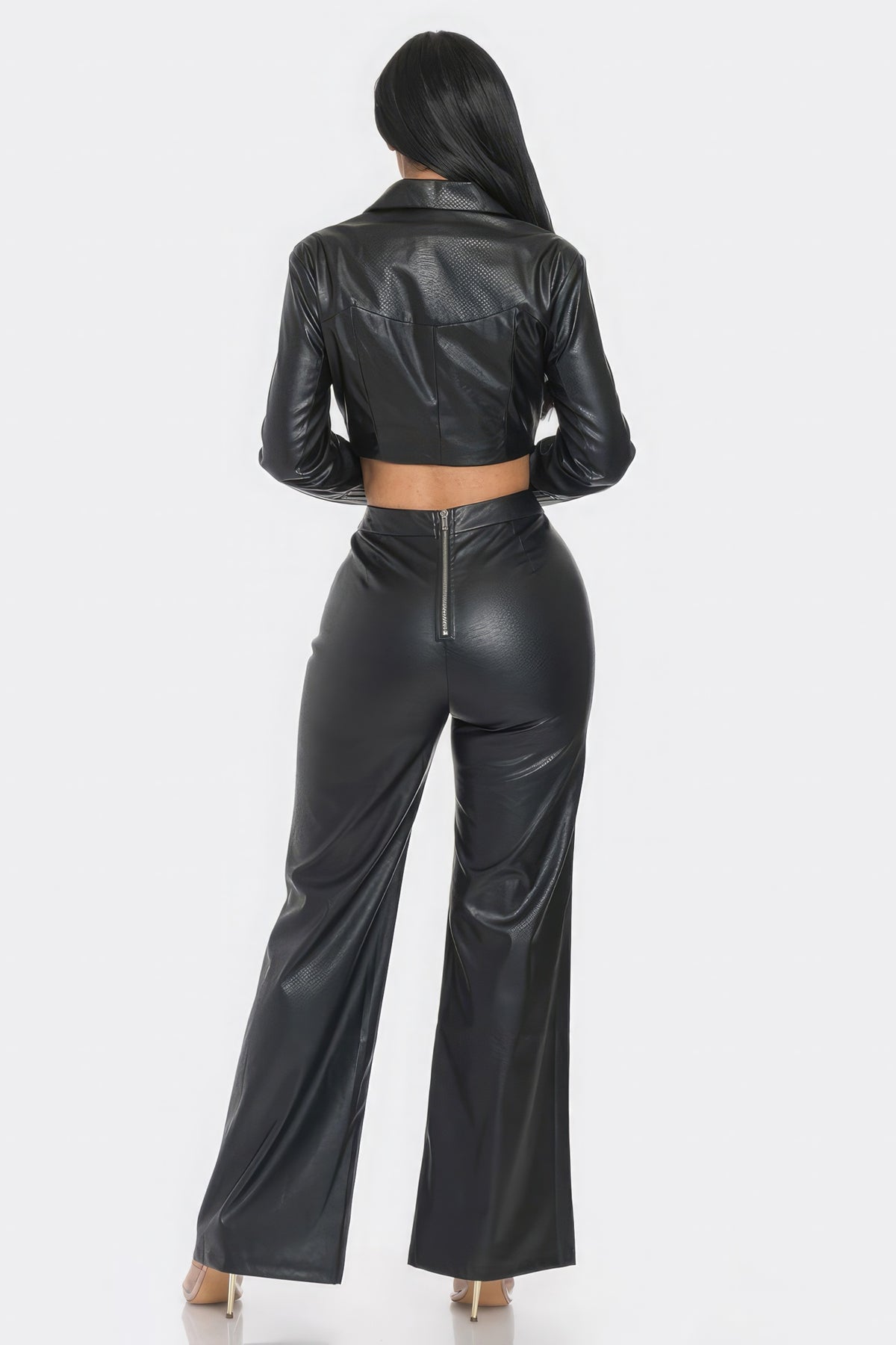 Faux Leather Set With Rhinestone Detail-Teresa&#39;s Fashionista LLC