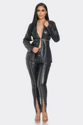 Pu Leather Zipper Pant Set-Teresa's Fashionista LLC