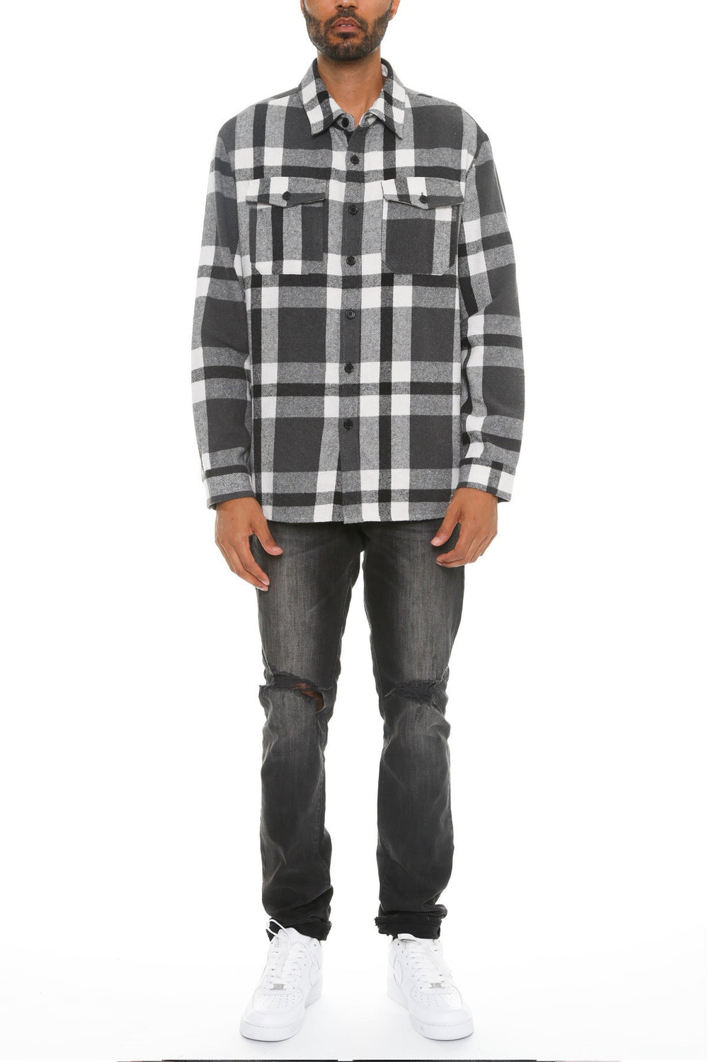 Men's Checkered Soft Flannel Shacket-Teresa's Fashionista LLC