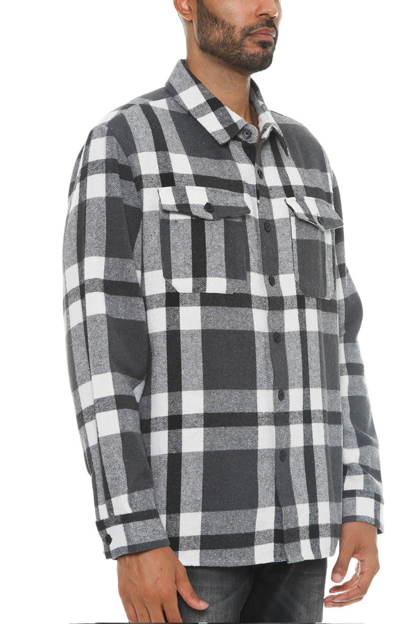 Men's Checkered Soft Flannel Shacket-Teresa's Fashionista LLC