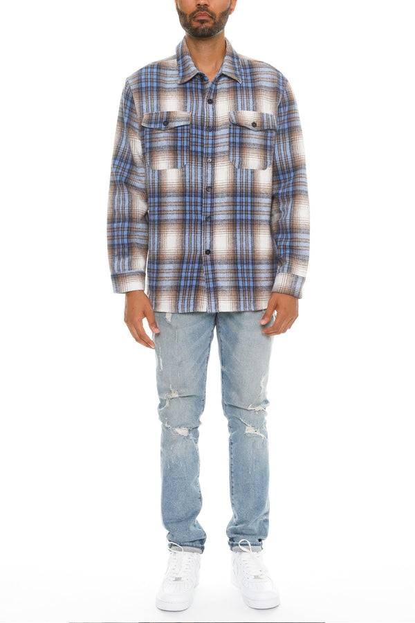 Men's Checkered Soft Flannel Shacket-Teresa's Fashionista LLC