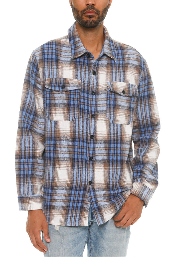 Men's Checkered Soft Flannel Shacket-Teresa's Fashionista LLC