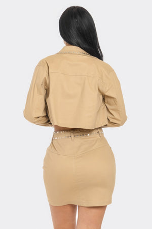 Embroidered cropped shirt set-Teresa's Fashionista LLC