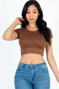 Short Sleeve Roundneck Crop Top-Teresa's Fashionista LLC