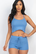 Ribbed Crop Cami Top & Shorts Set-Teresa's Fashionista LLC