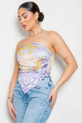 Strapless Satin Effect Scarf Top-Teresa's Fashionista LLC