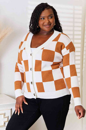 Double Take Button-Up V-Neck Dropped Shoulder Cardigan-Teresa's Fashionista LLC