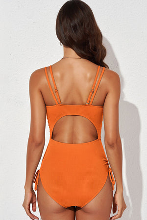 Tied Cutout Plunge One-Piece Swimsuit-Teresa's Fashionista LLC