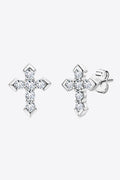 Moissanite Cross Stud Earrings-Teresa's Fashionista LLC