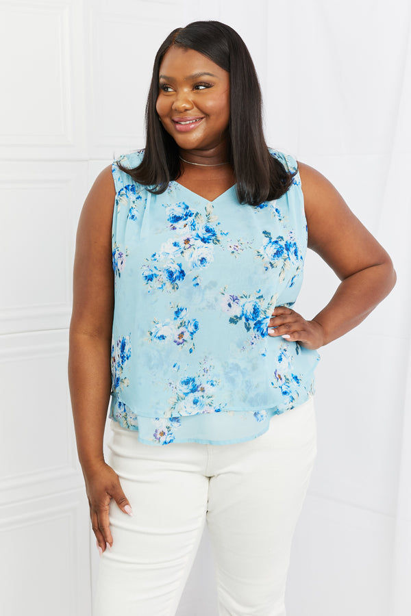 Sew In Love Off To Brunch Full Size Floral Tank Top-Teresa's Fashionista LLC