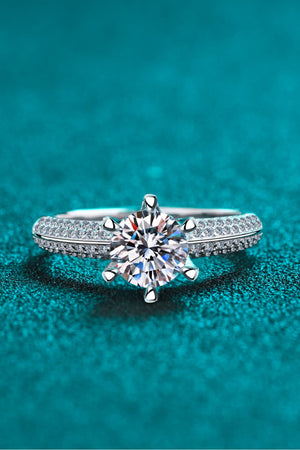 2 Carat Moissanite 925 Sterling Silver Side Stone Ring-Teresa's Fashionista LLC