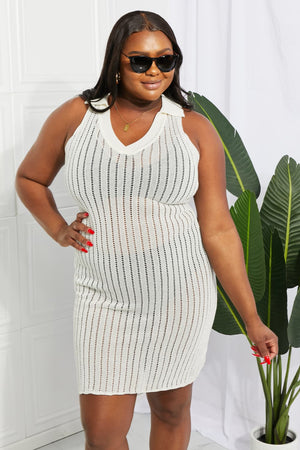 Openwork Johnny Collar Cover Up Dress-Teresa's Fashionista LLC