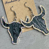 Rhinestone Trim Alloy Bull Earrings-Teresa's Fashionista LLC