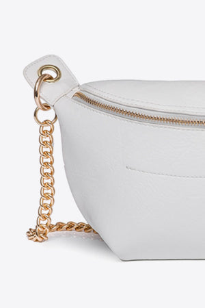 PU Leather Chain Strap Crossbody Bag-Teresa's Fashionista LLC