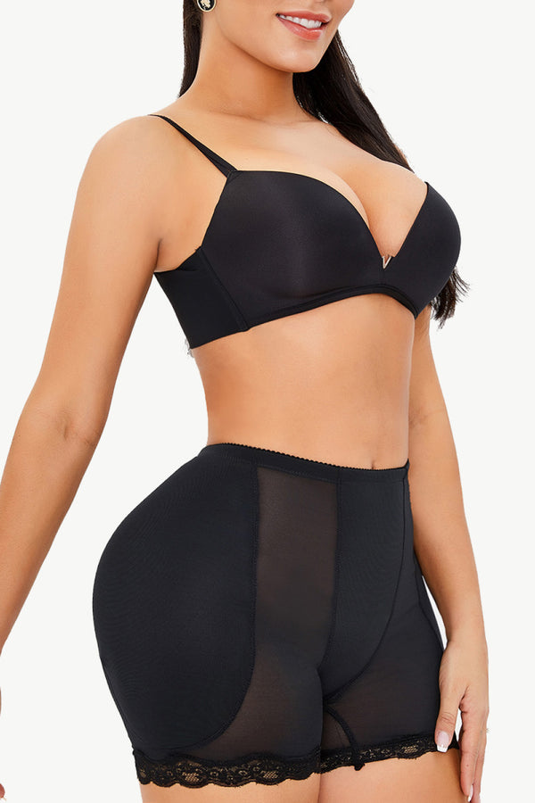 Full Size Scalloped Lace Trim Pull-On Shaping Shorts-Teresa's Fashionista LLC
