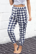 Plaid Elastic High Waist Cargo Pants-Teresa's Fashionista LLC