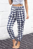 Plaid Elastic High Waist Cargo Pants-Teresa's Fashionista LLC