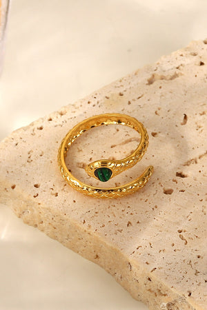 Snake Charmer Malachite Snake-Shaped Bypass Ring-Teresa's Fashionista LLC