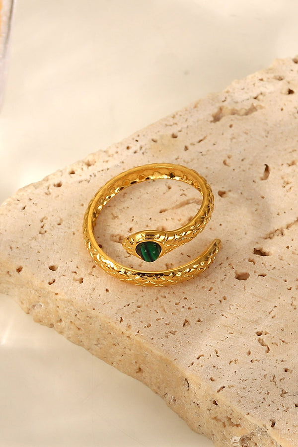 Snake Charmer Malachite Snake-Shaped Bypass Ring-Teresa's Fashionista LLC