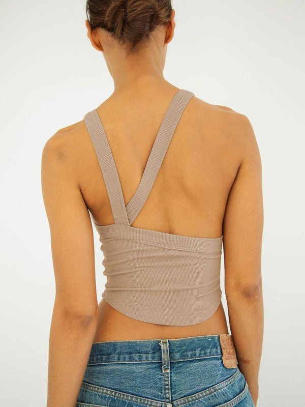 Halter Neck Ribbed Cropped Top-Teresa's Fashionista LLC