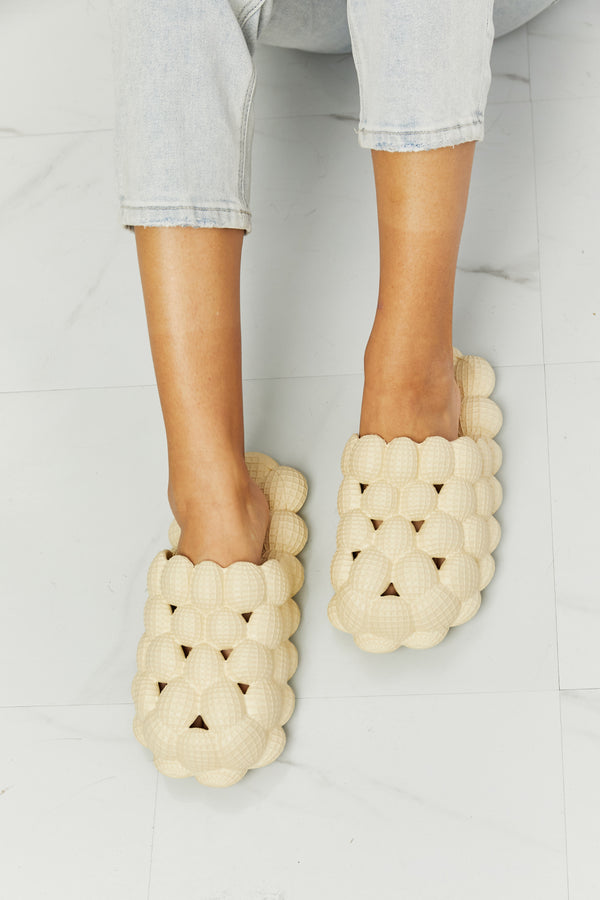 NOOK JOI Laid Back Bubble Slides in Khaki-Teresa's Fashionista LLC