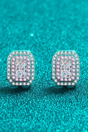 1 Carat Moissanite and Zircon Contrast Geometric Stud Earrings-Teresa's Fashionista LLC