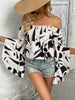 Printed Off-Shoulder Bell Sleeve Blouse-Teresa's Fashionista LLC