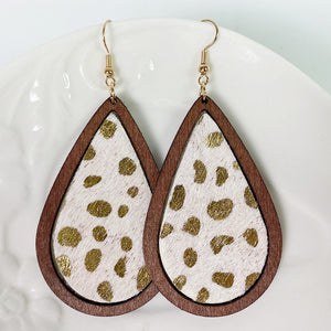 Teardrop Shape Wooden Dangle Earrings-Teresa's Fashionista LLC