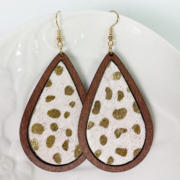 Teardrop Shape Wooden Dangle Earrings-Teresa's Fashionista LLC