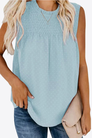 Smocked Tie Back Frill Trim Tank-Teresa's Fashionista LLC