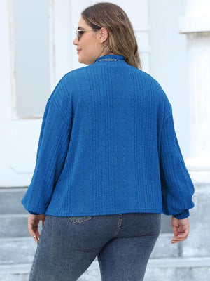 Plus Size Mock Neck Long Sleeve Knit Top-Teresa's Fashionista LLC