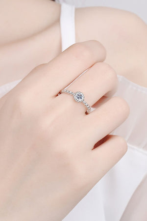 Moissanite Rhodium-Plated Ring-Teresa's Fashionista LLC