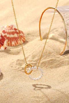 Pearl Hoop Link Pendant Necklace-Teresa's Fashionista LLC