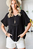 V-Neck Flounce Sleeve Babydoll Blouse-Teresa's Fashionista LLC