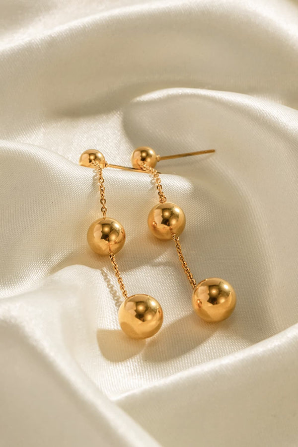 Ball Bead and Chain Stainless Steel Earrings-Teresa's Fashionista LLC