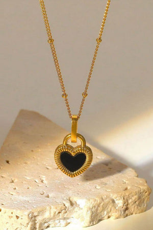 Contrast Heart Pendant Necklace-Teresa's Fashionista LLC