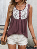 Lace Contrast Scoop Neck Tank-Teresa's Fashionista LLC