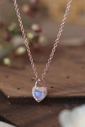 Moonstone Heart Lock Pendant Necklace-Teresa's Fashionista LLC