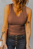 Notched Neck Ribbed Tank Top-Teresa's Fashionista LLC