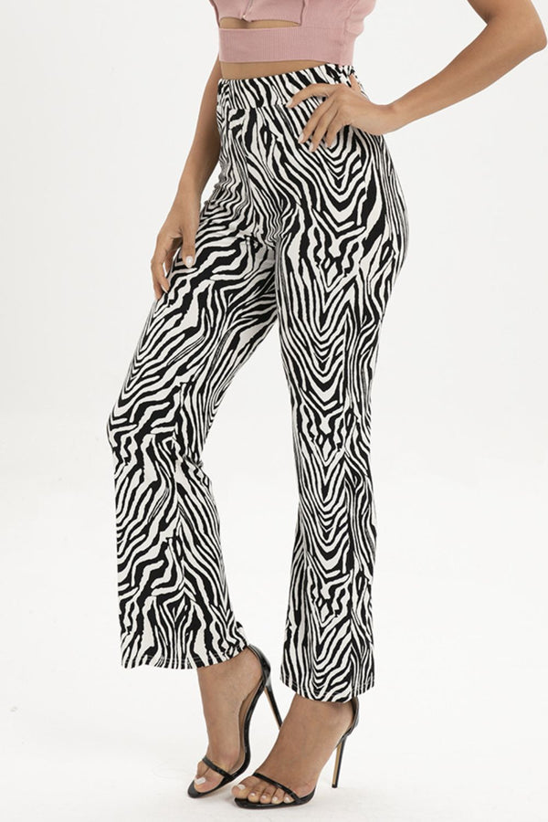 Zebra Print Straight Leg Pants-Teresa's Fashionista LLC