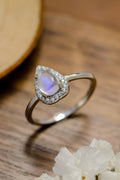 Moonstone Teardrop 925 Sterling Silver Halo Ring-Teresa's Fashionista LLC