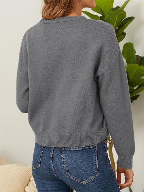 Flower Button Front Dropped Shoulder Cardigan-Teresa&#39;s Fashionista LLC