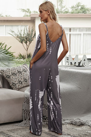 Tie-Dye Spaghetti Strap Jumpsuit with Pockets-Teresa's Fashionista LLC