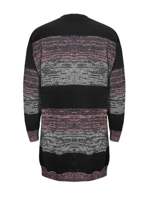 Striped Open Front Long Sleeve Cardigan with Pockets-Teresa's Fashionista LLC