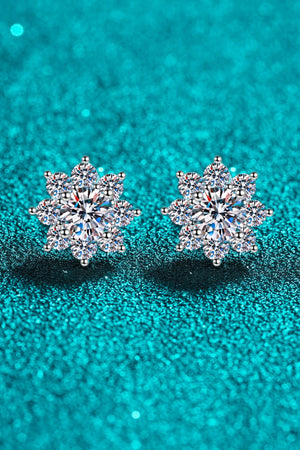 1 Carat Moissanite 925 Sterling Silver Flower Earrings-Teresa's Fashionista LLC
