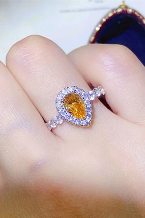 1 Carat Moissanite Contrast Teardrop Ring-Teresa's Fashionista LLC