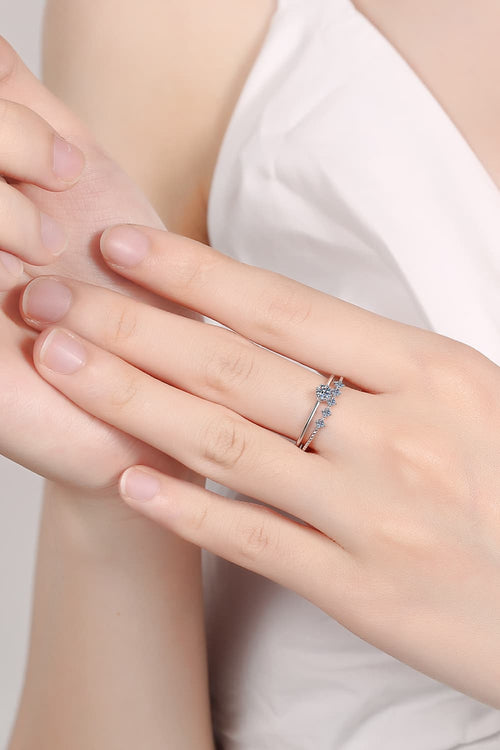 Moissanite 925 Sterling Silver Two-Piece Ring Set-Teresa's Fashionista LLC