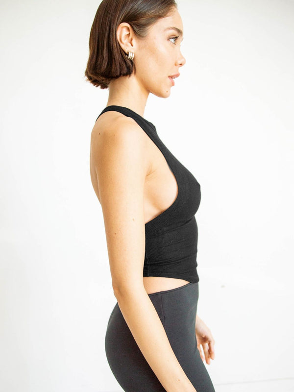 Halter Neck Ribbed Cropped Top-Teresa's Fashionista LLC