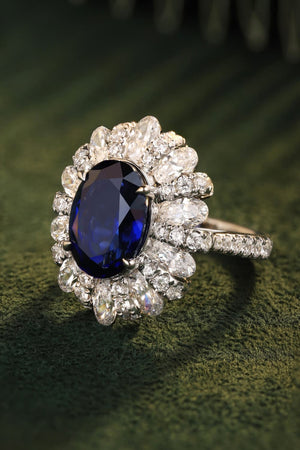 5 Carat Lab-Grown Sapphire Flower Shape Ring-Teresa's Fashionista LLC
