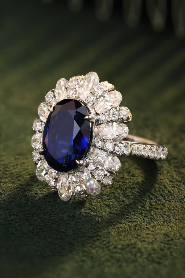 5 Carat Lab-Grown Sapphire Flower Shape Ring-Teresa's Fashionista LLC